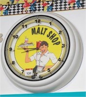 Malt Shop Neon Clock