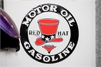 Motor Oil Gasoline Red Hat Sign