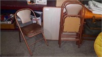 Vintage metal card table with 4 matching chairs