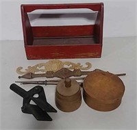 Wooden toolbox and other items