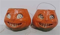 2 Vintage paper mache Halloween pumpkins