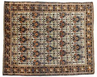 ANTIQUE PERSIAN HAND-TIED ABADEH RUG 6'1" X 5'