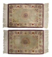 (2) MATCHING CHINESE WOOL RUGS 3'9.5" X 2'