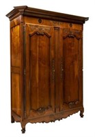 FRENCH LOUIS XV CARVED FRUITWOOD ARMOIRE