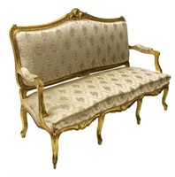 FRENCH CARVED GILTWOOD SALON SOFA