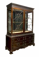 ENGLISH CHIPPENDALE STYLE GLAZED DISPLAY CABINET