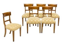 (6) ENGLISH FRUITWOOD UPHOLSTERED SIDE CHAIRS