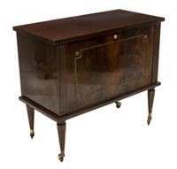 FRENCH FLAME MAHOGANY ROLLING BAR SERVICE CABINET