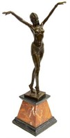 AFTER CHIPARUS ART DECO STYLE BRONZE HANDS IN AIR