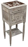 FRENCH LOUIS XVI STYLE MARBLE TOP BEDSIDE CABINET