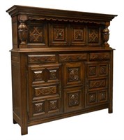FRENCH BASQUE COUNTRY CARVED OAK CUPBOARD