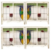 (4) ENGLISH STAINED GLASS ARCHITECTURAL WINDOWS