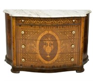 FRENCH STYLE MARBLE-TOP MAHOGANY SIDEBOARD