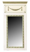 FRENCH PARCEL GILT PAINTED TRUMEAU STYLE MIRROR