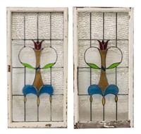 (2) ENGLISH STAINED GLASS ARCHITECTURAL WINDOWS