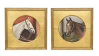 (2) EDWARD G. HOBLEY WATERCOLOR HORSE PORTRAITS