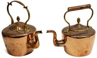 (2) LARGE 19THC. ENGLISH COPPER & BRASS KETTLES