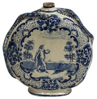 DELFT BLUE & WHITE POTTERY MOON FLASK, 18TH C.