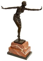 AFTER CHIPARUS ART DECO STYLE BRONZE DANCING WOMAN
