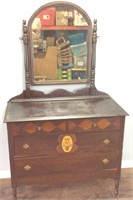 ANTIQUE 3 DRAWER CHEST WITH MIRROR