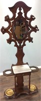 ANTIQUE HALL TREE & UMBRELLA STAND WITH MARBLE