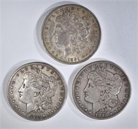 1883-S, 91-O & 1898-S ORIG XF MORGAN DOLLARS