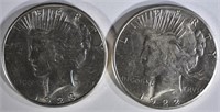 1922-S, & 23-S PEACE DOLLARS BU