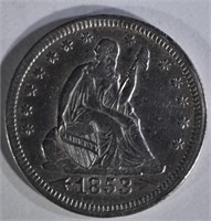 1853 ARROWS & RAYS SEATED QUARTER XF