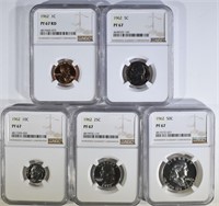 1962 PROOF SET, ALL COINS NGC PF-67