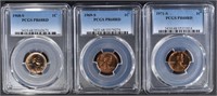 1968-S, 69-S, 71-S LINCOLN CENTS PCGS PR-68 RD