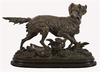 Bronze Hunting Dog Sculpture By Paul E Delabrierre