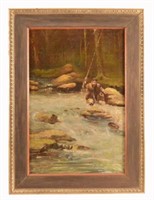 M. Pearson Anderson Fishing Scene Oil Painting