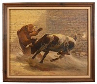 J. E. Bramlett Bull vs. Bear Oil Painting