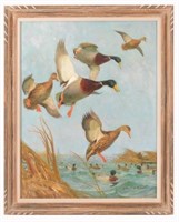 Arthur Davenport Fuller Mallard Ducks Oil Painting