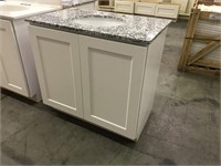 37" White Shaker Vanity w/ Granite Top