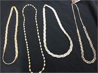 4 BRAIDED NECKLACES MARKED 925