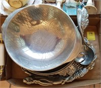TRAY LOT: PEWTER TYPE BOWL AND TRAYS