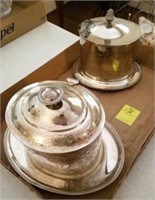 1 TRAY LOT: SILVERPLATE BISCUIT JARS