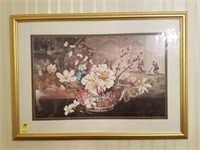 ORIENTAL FLORAL PICTURE, SIGNED