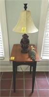 TABLE (14 X 18 X 23); SIDE TABLE WITH MONKEY LAMP,
