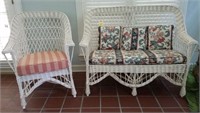 WICKER SETTEE WITH CHAIR