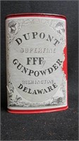 Dupont Superfine FFF gunpowder tin