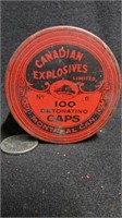 Canadian explosives detonating caps rare tin