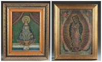 2 Framed Mexican Virgin Mary Retablos.