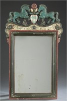 Painted Wood Horse Mirror, 20th century.