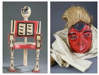 2 Mexican Folk Art Sculpture & Mask, 20th century.