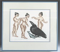 Dale DeArmond, Raven & Village, lithograph, 1982.