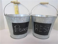 Galvanized small buckets with chalk boards