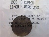 Coin; 1939 Lincoln Head Cent