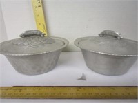 Aluminum hand forged casserole server with Pyrex